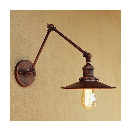 Applique da parete rustica retrò mini con braccio oscillante e luce ambientale