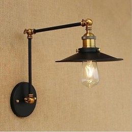 Applique da parete rustica retrò mini con braccio oscillante e luce ambientale