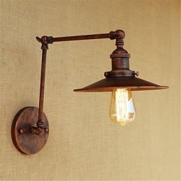 Applique da parete rustica retrò mini con braccio oscillante e luce ambientale