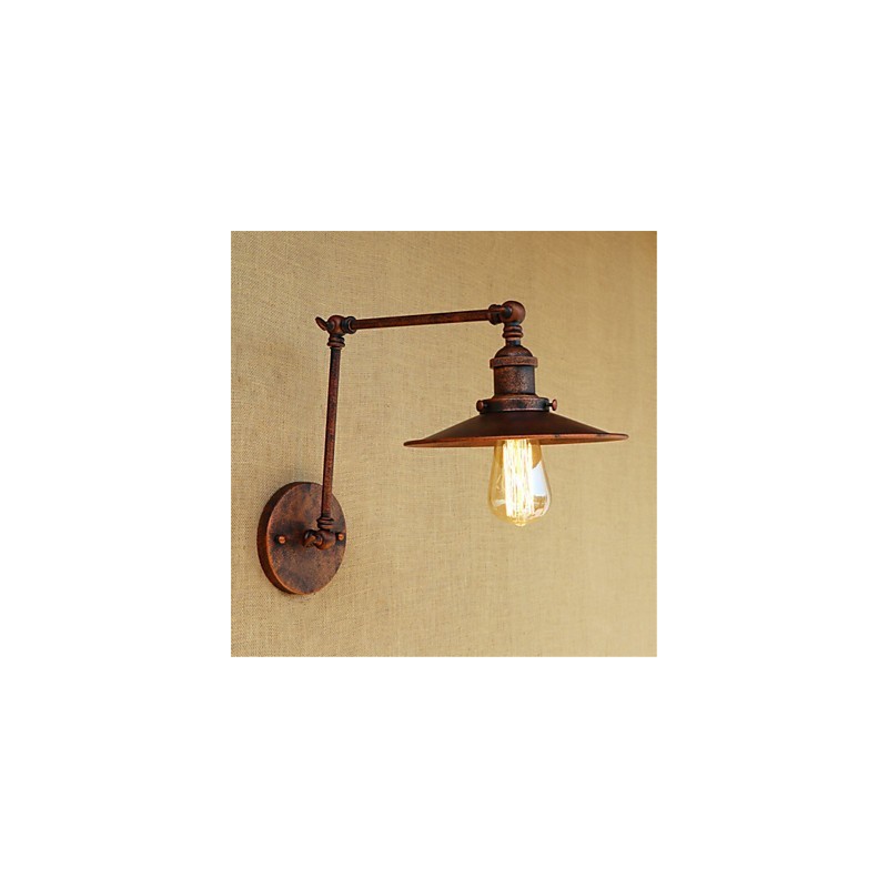 Applique da parete rustica retrò mini con braccio oscillante e luce ambientale