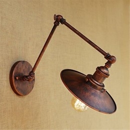 Applique da parete rustica retrò mini con braccio oscillante e luce ambientale