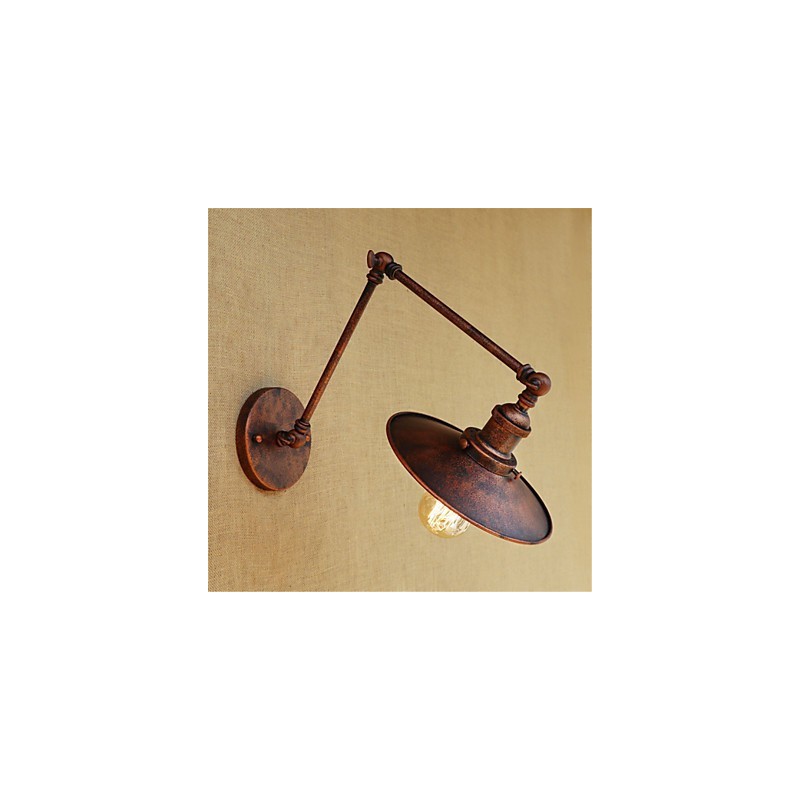Applique da parete rustica retrò mini con braccio oscillante e luce ambientale