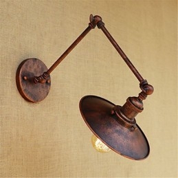 Applique da parete rustica retrò mini con braccio oscillante e luce ambientale
