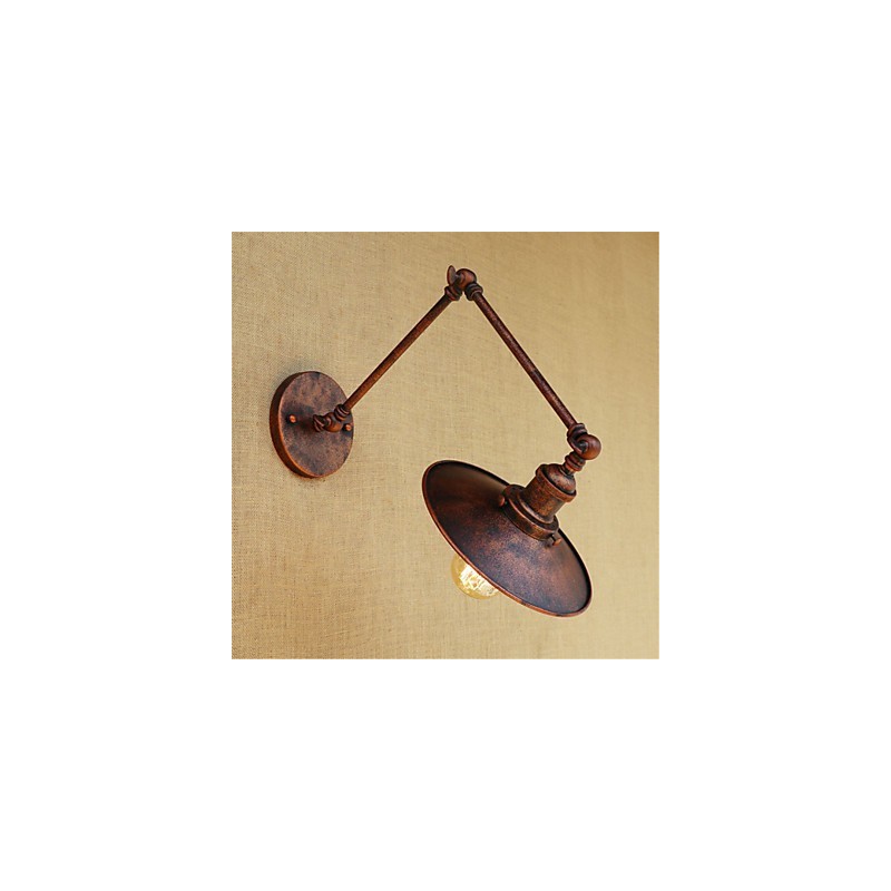 Applique da parete rustica retrò mini con braccio oscillante e luce ambientale
