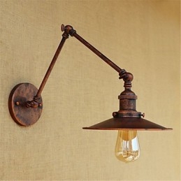 Applique da parete rustica retrò mini con braccio oscillante e luce ambientale