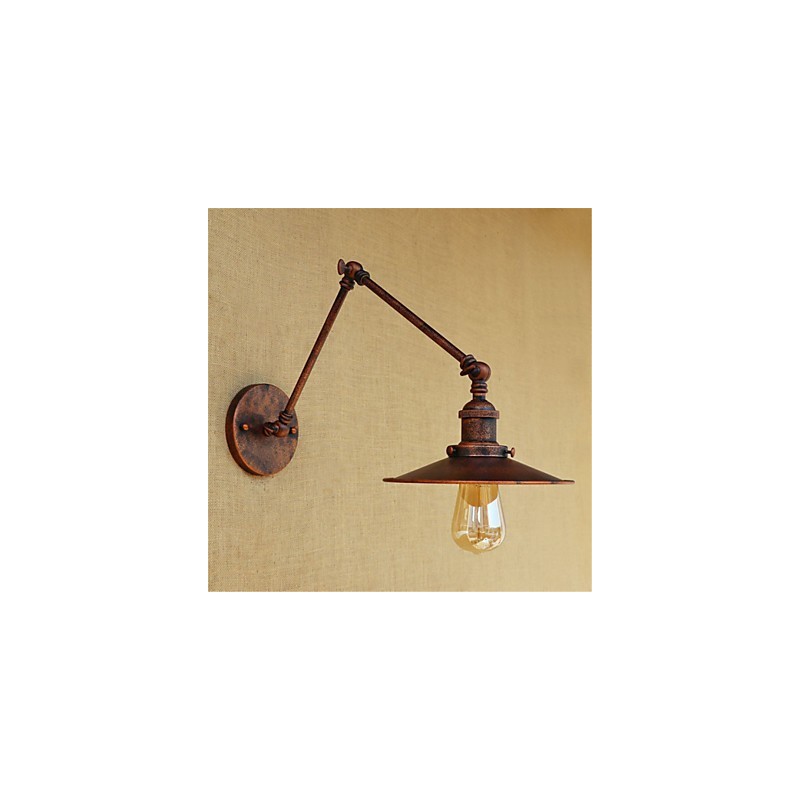 Applique da parete rustica retrò mini con braccio oscillante e luce ambientale