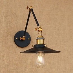 Applique da parete vintage industriale in ottone antico E27 4 W 30×22×30 cm