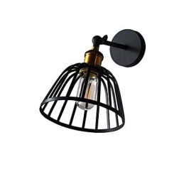 Applique da parete retrò in acciaio verniciato chiaro, decorazione caffè americano nero opaco