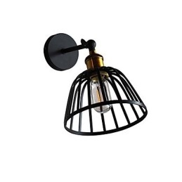 Applique da parete retrò in acciaio verniciato chiaro, decorazione caffè americano nero opaco
