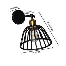 Applique da parete retrò in acciaio verniciato chiaro, decorazione caffè americano nero opaco