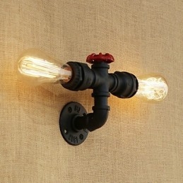 Applique da parete mini retrò country con luce ambientale, finitura dipinta, 2 lampadine E26/E27