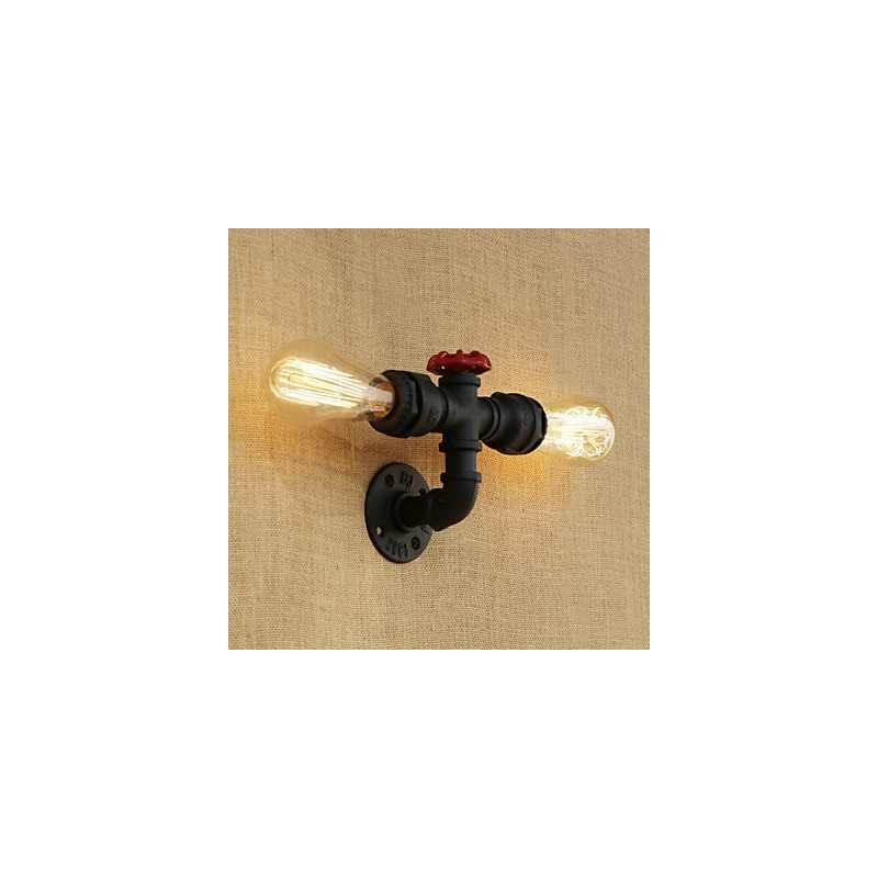 Applique da parete mini retrò country con luce ambientale, finitura dipinta, 2 lampadine E26/E27