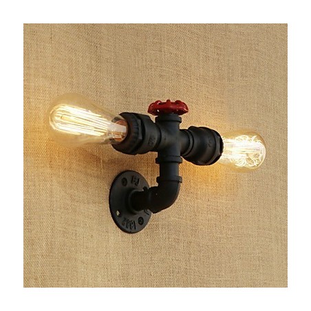 Applique da parete mini retrò country con luce ambientale, finitura dipinta, 2 lampadine E26/E27