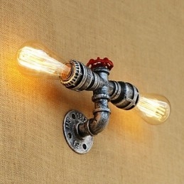 Applique da parete mini retrò country con luce ambientale, finitura dipinta, 2 lampadine E26/E27