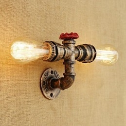 Applique da parete mini retrò country con luce ambientale, finitura dipinta, 2 lampadine E26/E27