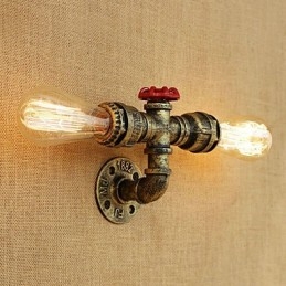 Applique da parete mini retrò country con luce ambientale, finitura dipinta, 2 lampadine E26/E27