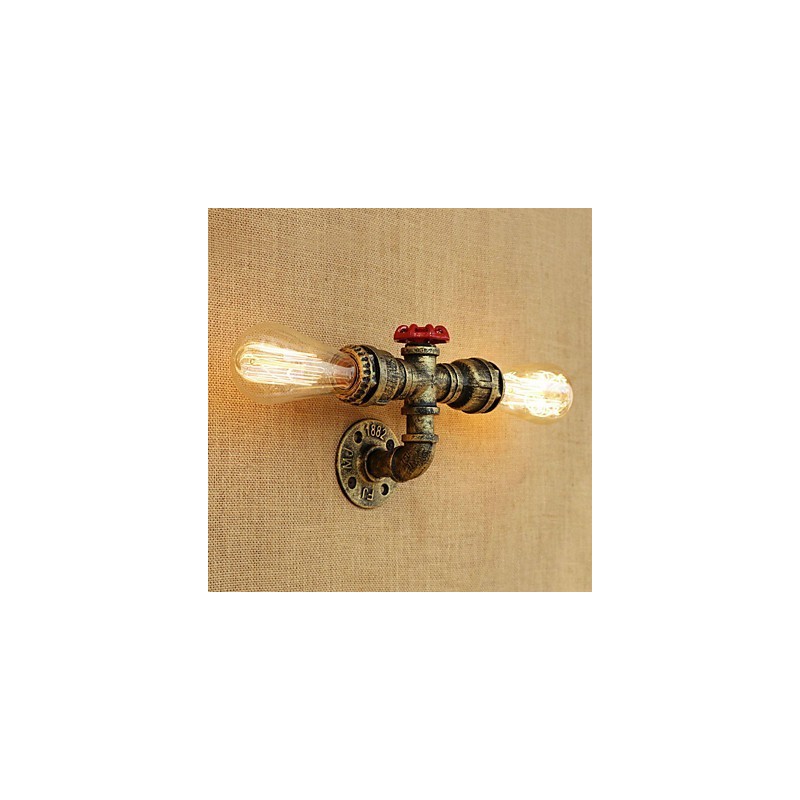 Applique da parete mini retrò country con luce ambientale, finitura dipinta, 2 lampadine E26/E27