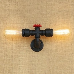 Applique da parete mini retrò country con luce ambientale, finitura dipinta, 2 lampadine E26/E27