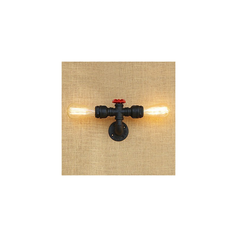 Applique da parete mini retrò country con luce ambientale, finitura dipinta, 2 lampadine E26/E27