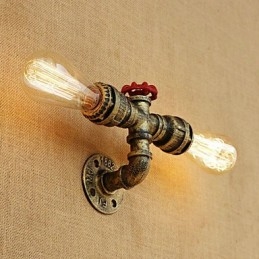 Applique da parete mini retrò country con luce ambientale, finitura dipinta, 2 lampadine E26/E27