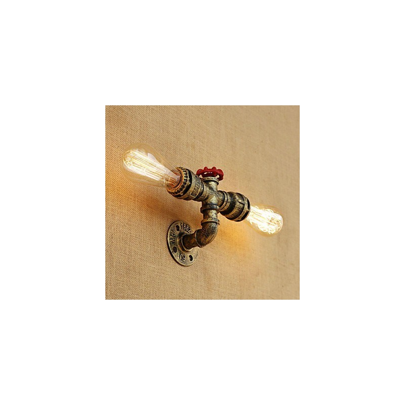 Applique da parete mini retrò country con luce ambientale, finitura dipinta, 2 lampadine E26/E27