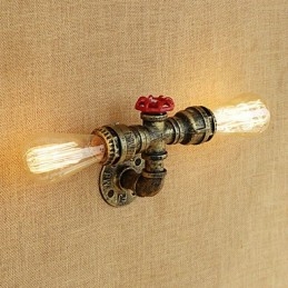Applique da parete mini retrò country con luce ambientale, finitura dipinta, 2 lampadine E26/E27