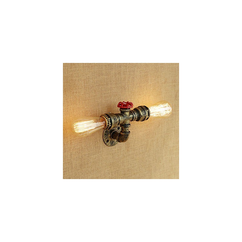 Applique da parete mini retrò country con luce ambientale, finitura dipinta, 2 lampadine E26/E27