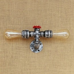 Applique da parete mini retrò country con luce ambientale, finitura dipinta, 2 lampadine E26/E27