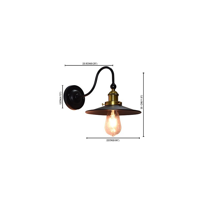 Applique da parete in ferro con lampadina a LED nera
