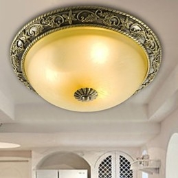 Plafoniera a filo mini tradizionale/classica in resina con vetro bianco 3 luci E26/E27