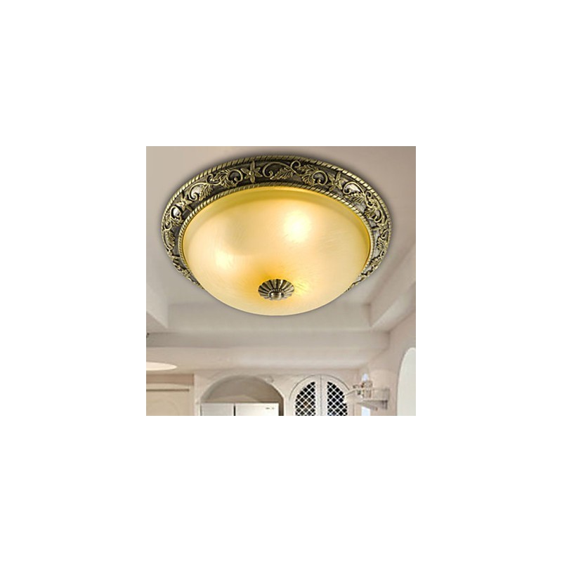 Plafoniera a filo mini tradizionale/classica in resina con vetro bianco 3 luci E26/E27