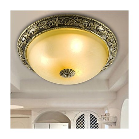 Plafoniera a filo mini tradizionale/classica in resina con vetro bianco 3 luci E26/E27