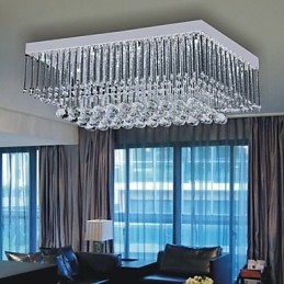 Plafoniera a filo in cristallo trasparente, argento, 65 cm