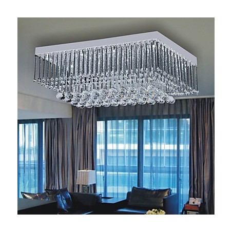 Plafoniera a filo in cristallo trasparente, argento, 65 cm