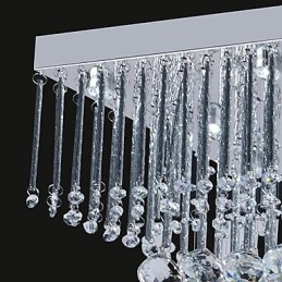 Plafoniera a filo in cristallo trasparente, argento, 65 cm