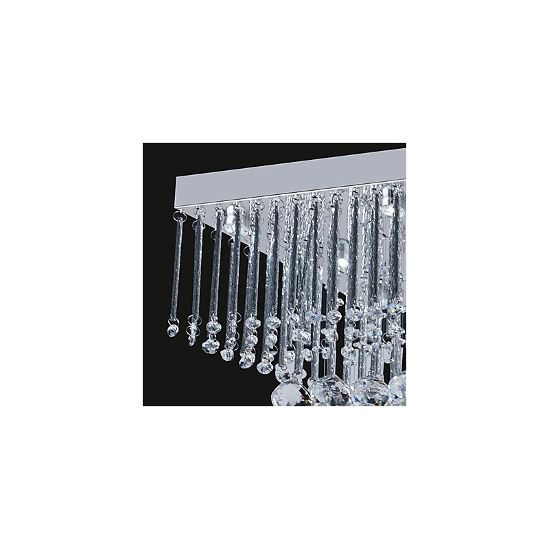 Plafoniera a filo in cristallo trasparente, argento, 65 cm