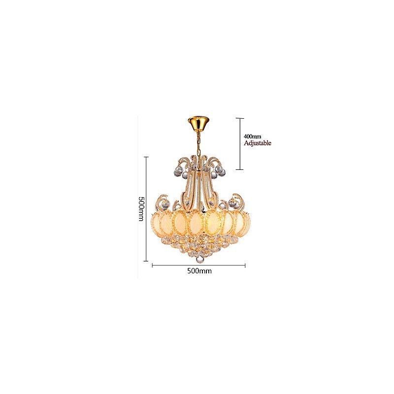Lampadario moderno in cristallo con pendente, diametro 50 cm, 8 lampadine