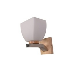 Applique da parete mini con paralume in vetro e legno massello, E26/E27, 13 cm
