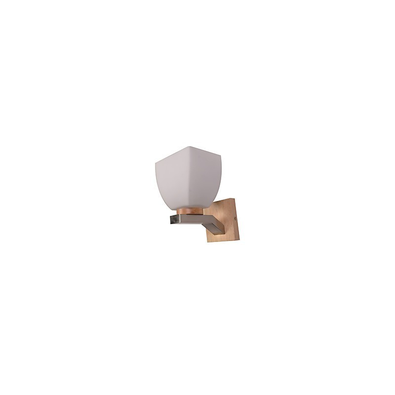 Applique da parete mini con paralume in vetro e legno massello, E26/E27, 13 cm