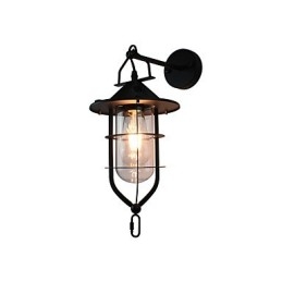 Applique da parete retrò in acciaio verniciato chiaro nero opaco E27 4 W