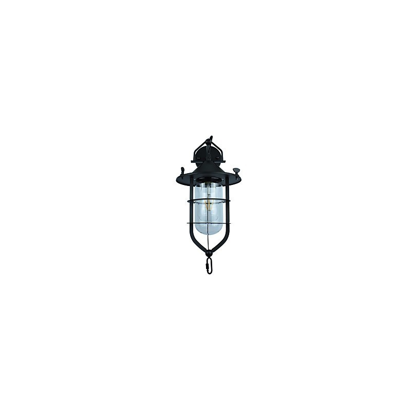 Applique da parete retrò in acciaio verniciato chiaro nero opaco E27 4 W