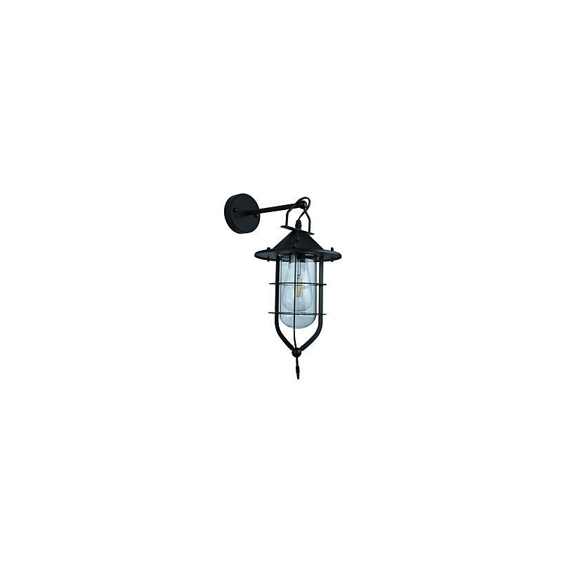 Applique da parete retrò in acciaio verniciato chiaro nero opaco E27 4 W
