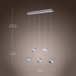 Lampada a sospensione in cristallo cromato a isola 6 luci G4