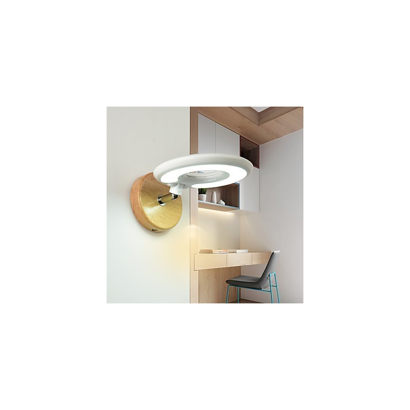 Applique da parete LED moderna con decorazione in legno/bambù 6 W 21 x 10 x 21 cm