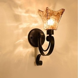 Applique da parete in metallo e vetro, 1 lampadina E26/E27, 14 x 29 x 31 cm