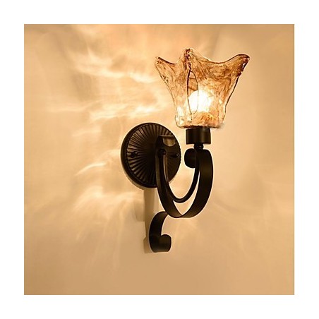 Applique da parete in metallo e vetro, 1 lampadina E26/E27, 14 x 29 x 31 cm