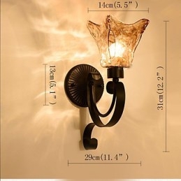 Applique da parete in metallo e vetro, 1 lampadina E26/E27, 14 x 29 x 31 cm