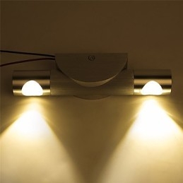 Applique da parete LED moderna angolo luce regolabile 2 faretti alluminio spazzolato