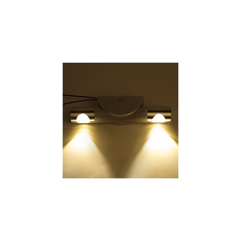 Applique da parete LED moderna angolo luce regolabile 2 faretti alluminio spazzolato