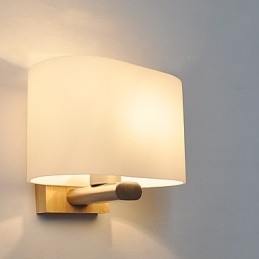 Applique da parete moderna contemporanea in legno/bambù e vetro, luce ambientale E27 40 W